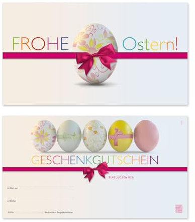GESCHENKGUTSCHEINcom by POS-HAUER. 50 Gutscheine. Blanko zum Selberausfüllen. Für Ostern Osterfest Ostergutschein. Vordruck für Firmen.