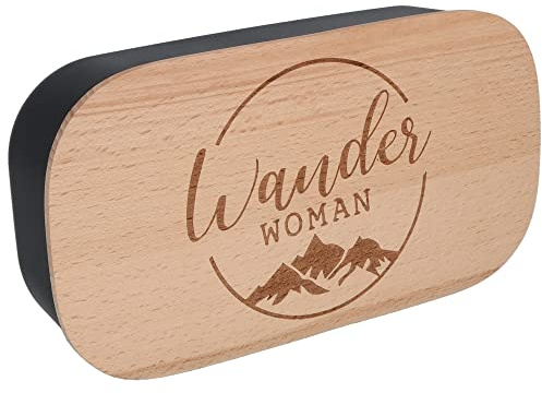 Spruchreif | Lunchbox mit graviertem Frühstücksbrettchen Wander Woman | Kunststoff-Brotdose für Erwachsene | Perfekte Geschenkidee für Wanderer