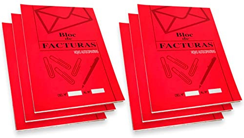 Acan Tradineur – Pack de 6 Bloc de facturas ¼ - Registro de venta, gastos, inversión y factura recibidas. - Ideal para la gestión de la tienda - 20,7 x 14,7 cm