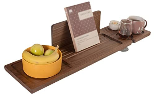 Badewannenablage, wasserdichter Holz-Badewannen-Caddy-Wannenhalter, Aufbewahrung, Dusche, Organizer für Hotel-Spa-Tablet, Bücher, Weinglas, leicht zu reinigen (Color : 90x20x2.2cm) (84x20x2.2cm )