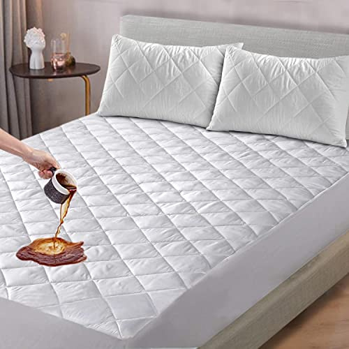 DreamNights Quilted Waterproof Anti Bed Bug Mattress Protector King (152 x 200cm) Supersoft 40cm Deep Fitted Mattress Pad Anti-Allergy, Breathable, Hypoallergenic Mattress Topper