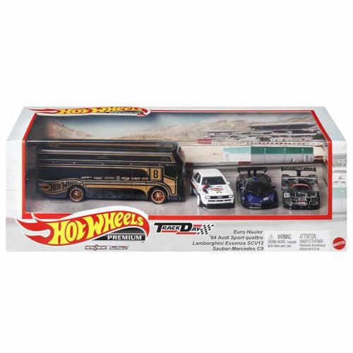 Hot Wheels HKC15 / GMH39 4-Car Set Track Day #13 Euro Hauler mit 3 Sportwagen 1:64
