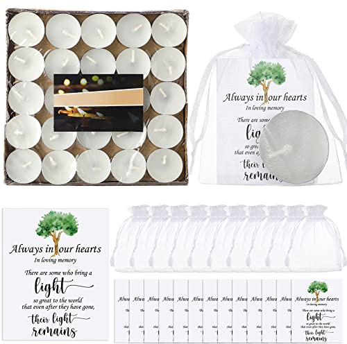 Coume 50 Set Funeral Party Favors Memorial White Candles, Classic