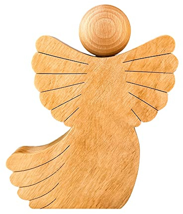 Engel Figur aus Holz, Holzengel Dekofigur, Geldgeschenk für Jungen und Mädchen, Schutzengel Figur, Deko Engel, Verpackung für Geldgeschenke, Holzfiguren Glücksbringer, Holzdeko Engelfigur