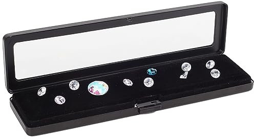 PH PandaHall Boîtes d'affichage de diamant Conteneur de gemmes Boîte à bijoux en pierres précieuses Boîte de rangement avec couvercles et velours pour pièces de monnaie Présentation de bijoux, 1pc