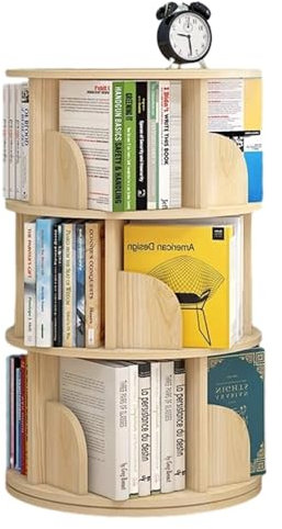 Drehbares Bücherregal mit 3 Ebenen, drehbares Bücherregal mit 360-Grad-Anzeige, drehbares Bücherregal, Bücherregal für Kinder und Spielzeugaufbewahrung, Bücherregal aus Holz