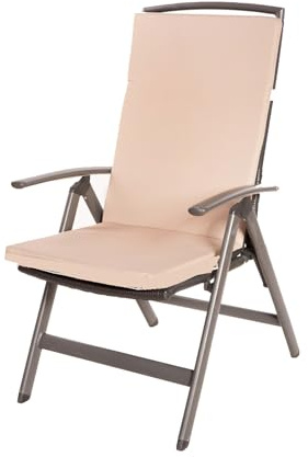 Trädgårdsstolskudde, stolkudde med hög rygg, utomhus trädgårdsstolsdyna, gungstolsdyna (beige)
