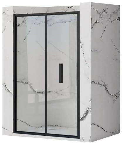 Rea Porte de douche pliante Rapid Fold 90 Verre trempé de sécurité transparent 4 mm (Noir)