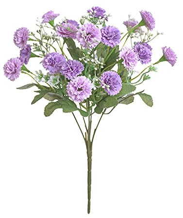 RWRAPS Artificial Flowers Korean Style20 Heads Artificial Flowers Fake Flowers Holding Flowers Bouquet Small Lilac Carnation (Color : Purple) (Purple)