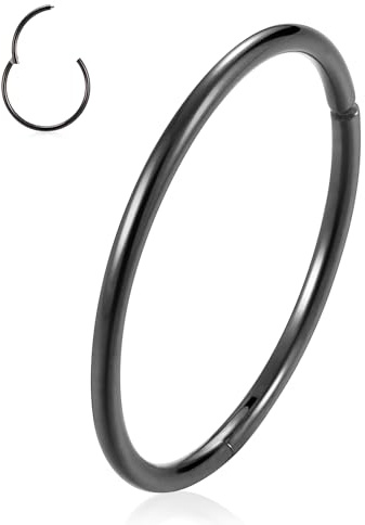 AROWRO 316L Surgical Steel Klappnasenringe Hoop 20G 18G 16G 14G 12G Nahtlose Piercingringe für Nasenseptumknorpel Helix Tragus Conch Rook Daith Lappendurchmesser 6 mm bis 14 mm