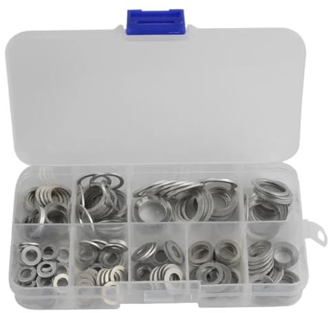 GeRnie 200/280/450 Stück Aluminium-Dichtungen M5-M14, Unterlegscheiben, Dichtung, Aluminium-Flachmetall-Unterlegscheibe, Aluminium-Dichtringe, sortiertes Set(200pcs)