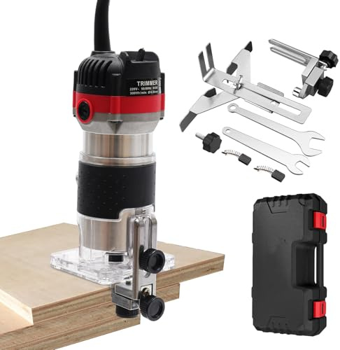 Fresadora eléctrica de madera de 1/4 pulgadas, fresadora de cantos, fresadora para carpintería, laminadora, enrutador para manualidades, 30000 rpm, 6,35 mm