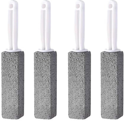 Cleaning Block WC, pietra pomice per WC, pietra pomice per la pulizia del WC, con manico, blocchi di pietra pomice per WC, per barbecue e cucina (4 pezzi)