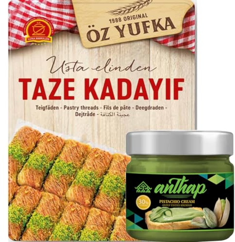 Kadaifi Pastry Threads Fresh Kadayif Postre de estilo turco para usar el famoso chocolate Dubai Kataifi 400 gramos de crema de pistacho 30% pistacho 200 g