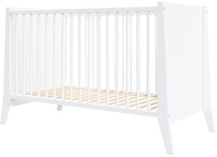 Generisch Designer Babybett Kleinkindbett Cosmo 3 Fach höhenverstellbar mit DREI herausnehmbaren Latten 60x120cm (Weiß)