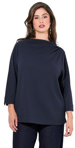 Ulla Popken Sweatshirt, Struktur, Stehkragen, Zierfalten, 3/4-arm Felpe Donna (Pacco da 1)