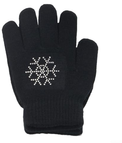 Zilimontt Eiskunstlaufhandschuhe, Thermohandschuhe, warme Winterhandschuhe, Tanzhandschuhe, rutschfest, warm, Stretch-Handschuhe für Kinder, Eiskunstlaufhandschuhe (M, Schwarz)