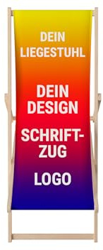 Generisch Liegestühle Klappstühle Holzliegestuhl Garten & Strand klappbar, wetterfest & UV-beständig – mit individuellem Druck Made in EU Vollfarbdruck Logo Graphic Werbung Firmenlogo