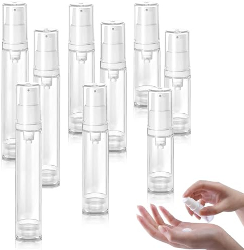 GIUSOBG 9 PCS Flacons Pompe Vide Sans Air 5ml,10ml,15ml Flacon Pompe Vide | Flacon Pompe Flacons Voyage Réutilisables Distributeur de Crème Cosmétique Transparent, Pour Lotions, Sérums, Soins Visage