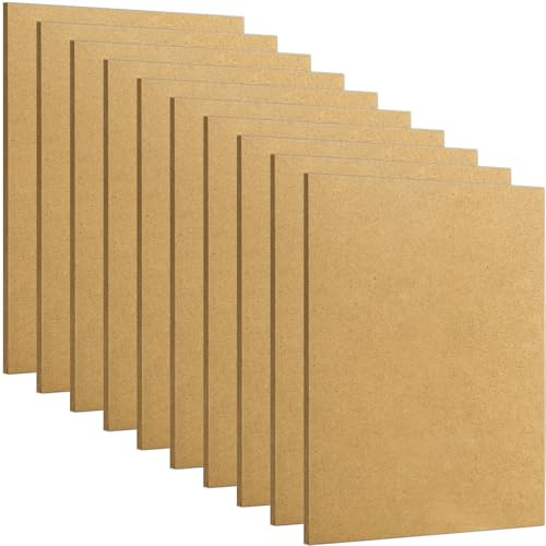 DEAYOU 10 Pack MDF Wood Boards for Crafts, 1/4 Thick Medium Density Fiberboard, Unfinished Art Chipboard Sheets, Blank Wooden Hardboard Panels for DIY, Engraving, Painting, Carpentry, 11 x 14