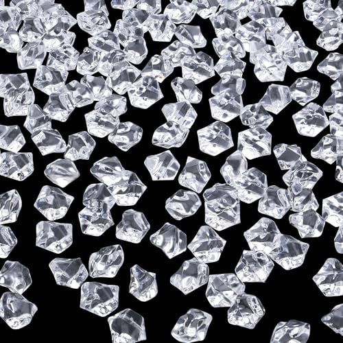 MAIBAOTA 500 PCS Fake Ice Cubes Clear Gem Stones Diamonds Plastic Acrylic Gemstones Crushed Ice for Wedding Table Decorations Centerpieces Scatter Vase Fillers Decorative Stones Crystals for Vases