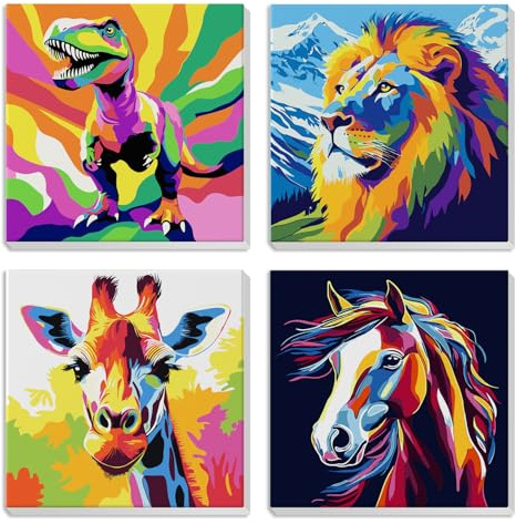 MXJSUA 4 Pack Cute Animals Paint by Numbers Kit