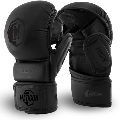 MADGON MMA Sparring Handschuhe aus bestem Material für Lange Haltbarkeit! Boxhandschuhe mit extra Dicker Polsterung für Sparring, Kampfsport, Boxen, Kickboxen, MMA - inkl Beutel!