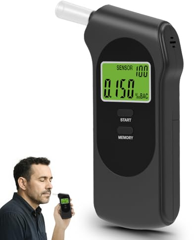 SUPAREE Etilometro Digitale Alcol Test Portatile Alcol Test Ricaricabile con Schermo LCD e 10 Bocchini Alta Precisione per Uso Personale Casa Viaggi Feste Riunione