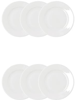 Bidasoa Set de 6 platos Serenity Hydrozero de porcelana 17 cm | Blanco, Porcelana, formato redondo, acabado brillo, 17 cm, 6 piezas, apilable, apto para microondas, apto para frigorífico