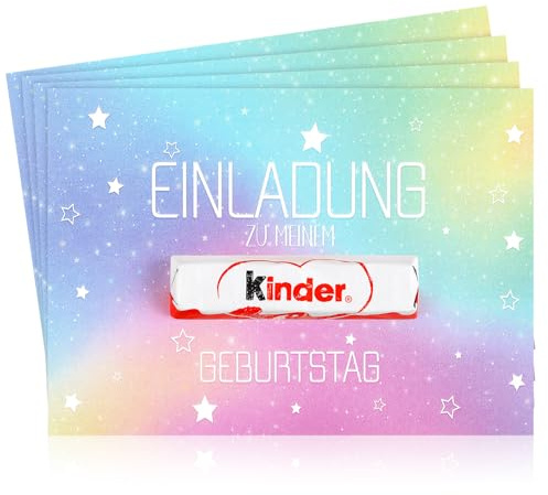Clabby 12 Sets Glitzer Regenbogen Einladungskarten zum Kindergeburtstag | Mit 12 Briefumschlägen, Regenbogen Geburtstag Einladung, Für Mädchen Jungen Partyeinladungen, Ohne Kinderschokolade
