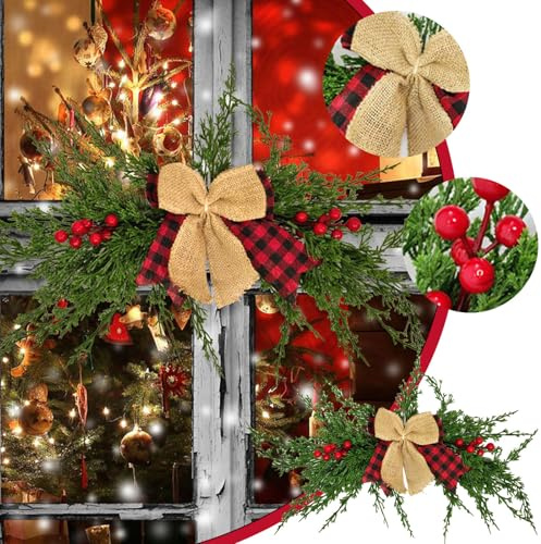 Weihnachtsgirlande mit Tannenzapfen Winter-Weihnachtskranz für Wandsturz-Dekoration Weihnachtsgirlande Dekoration (1-Green, One Size)