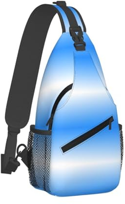 Brusttasche Weiß Blau Farbverlauf Slingtasche Stilvoller Wasserdicht Hüfttasche, Für Outdoor, Fitness, Radfahren