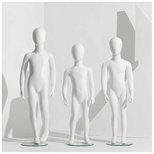 LXHELIVERY Mannequin Enfant Corps Entier, Buste De Couture, Torse De Mannequin Détachable Réaliste pour Enfant Socle en Verre Trempé(110 cm-F)