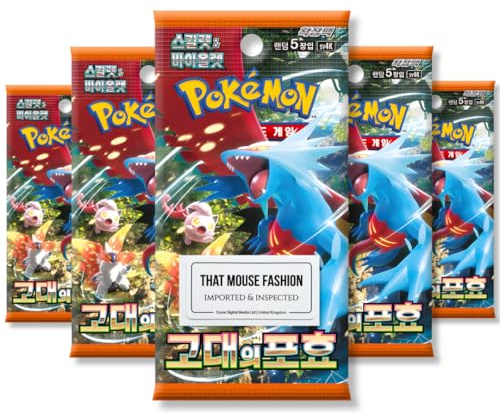 Paradox Rift Ancient Roar Korean 5 Booster Packs | TCYM Authenticated | Korean Pokemon Cards | Pokemon Paradox Rift Booster Packs | Pokémon Scarlet and Violet | That Mouse Fashion