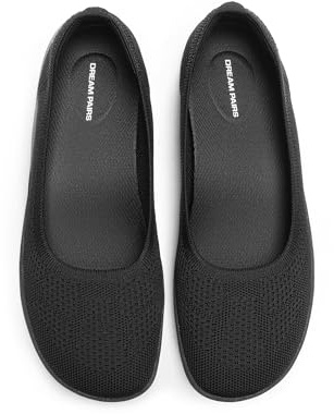 DREAM PAIRS Womens Ballet Wide Toe Arch Support Knit Flats,Black,5.5