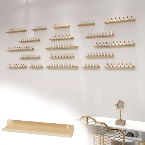 Estantes de esmalte de uñas para la pared, soporte organizador de esmalte de uñas montado en la pared, pequeños estantes de almacenamiento de pintura de perfume para pintalabios, fácil de instalar
