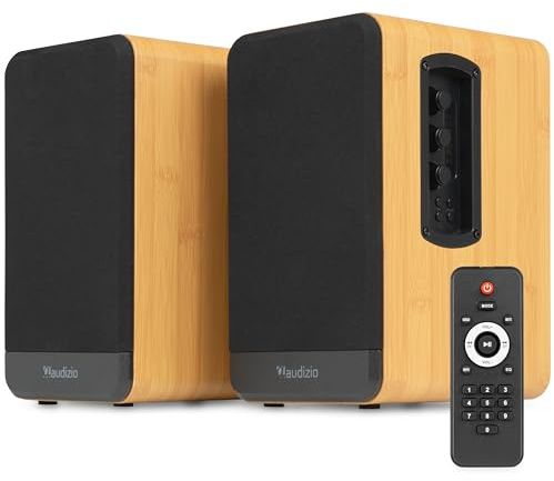 Audizio BS10 Altavoces HiFi estantería 80W Bluetooth HDMI ARC, bambú