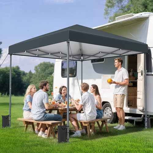 YITAHOME Pop-Up Pavillon 3 x 3M | wasserdicht Faltpavillon | Anti-UV Gartenzelt Partyzelt | mit Tragetasche und Seilen | für Camping Markt Festival (Grau+Einteiliges Tuch)