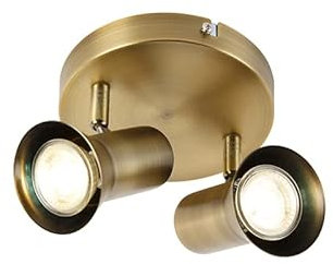 Qazqa - Ceiling Spotlight Bronze rotatable and tiltable Around - Karin 2- - Modern - Suitable for LED GU10 | 2 Way Light - Steel Surface-Mounted spotway Light - Suitable for Living Room I Kitchen I