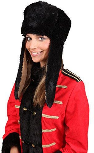 narrenkiste O21354 schwarz Damen Herren Fellmütze Kosakenhut Kosakenmütze