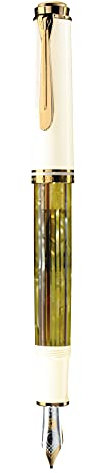 Pelikan Füllhalter Souverän 400, Schildpatt-Weiß, Feder EF (extra-fein), hochwertiger Kolbenfüller im Geschenk-Etui, 934158