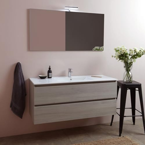 Kiamami Valentina - Mobile bagno sospeso 120cm olmo leone con lavabo singolo e specchio Berlin