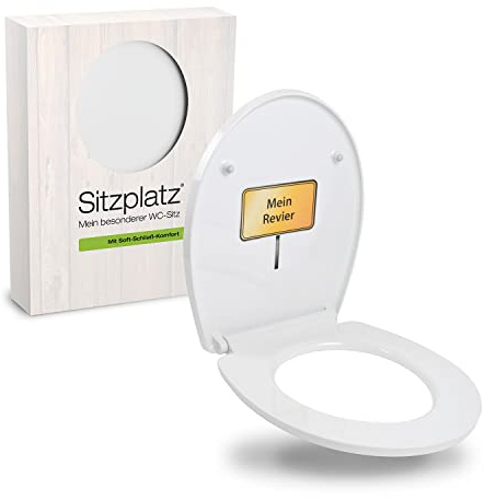 SITZPLATZ WC-Sitz mit Absenkautomatik, lustiges Dekor Bezirk, abnehmbar, Toilettendeckel aus antibakteriellem Duroplast, Top-Fix Befestigung von oben, ovale O Form, Toilettensitz witzig, 40397 9