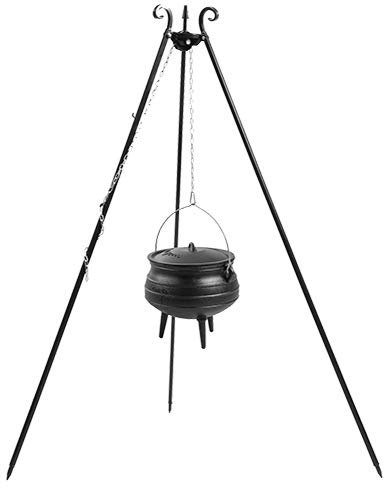 CookKing Dreibein Schwenkgrill Höhe 180 cm mit Kessel Topf aus Gusseisen 6 Liter Modell Afrika