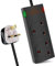 ExtraStar 2 Way Double Socket Power Mains Extension Lead 1M Metre Cable - Surge Protected British Approved 13A - Black