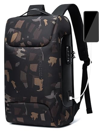 FANDARE Antirrobo Mochila Bolsas Escolares con Puerto USB Impermeable Mochila para Portátil de hasta 15.6 Multiusos Mochilas Hombres/Mujeres Escolares para Negocio Trabajo Viaje Estudios Diario Camo