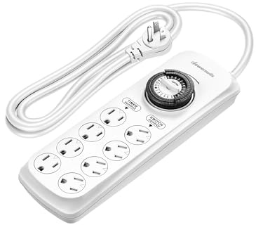 DEWENWILS Mechanical Power Strip with 8 Outlets, Flat Plug, 6ft Long Cord, Overload Protection, Indoor Controller for Bearded Dragon Tanks, Aquarium, Grow Lights, Plants, Reptile Light, UL Listed