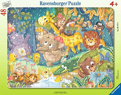 Ravensburger Kinderpuzzle - 05177 Es regnet! - Rahmenpuzzle für Kinder ab 4 Jahren, mit 48 Teilen