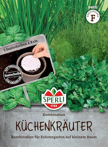 Sperli Küchenkräutersamen Kombination, Saatscheibe 84855 - Kombination für Kräutergarten - Inhalt für 5 Saatscheiben - Kräutersamen, Samen Kräuter