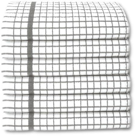 A & B TRADERS 100% Cotton Terry Towelling Tea Towels | Pack of 6 | Kitchen Hand Towels Dish Cloth Super Absorbent Soft Touch (Grey)